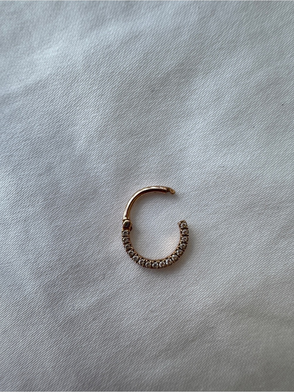 14k Rose Gold Pavé Septum Ring - Women Jewelry - Picture 2 of 4